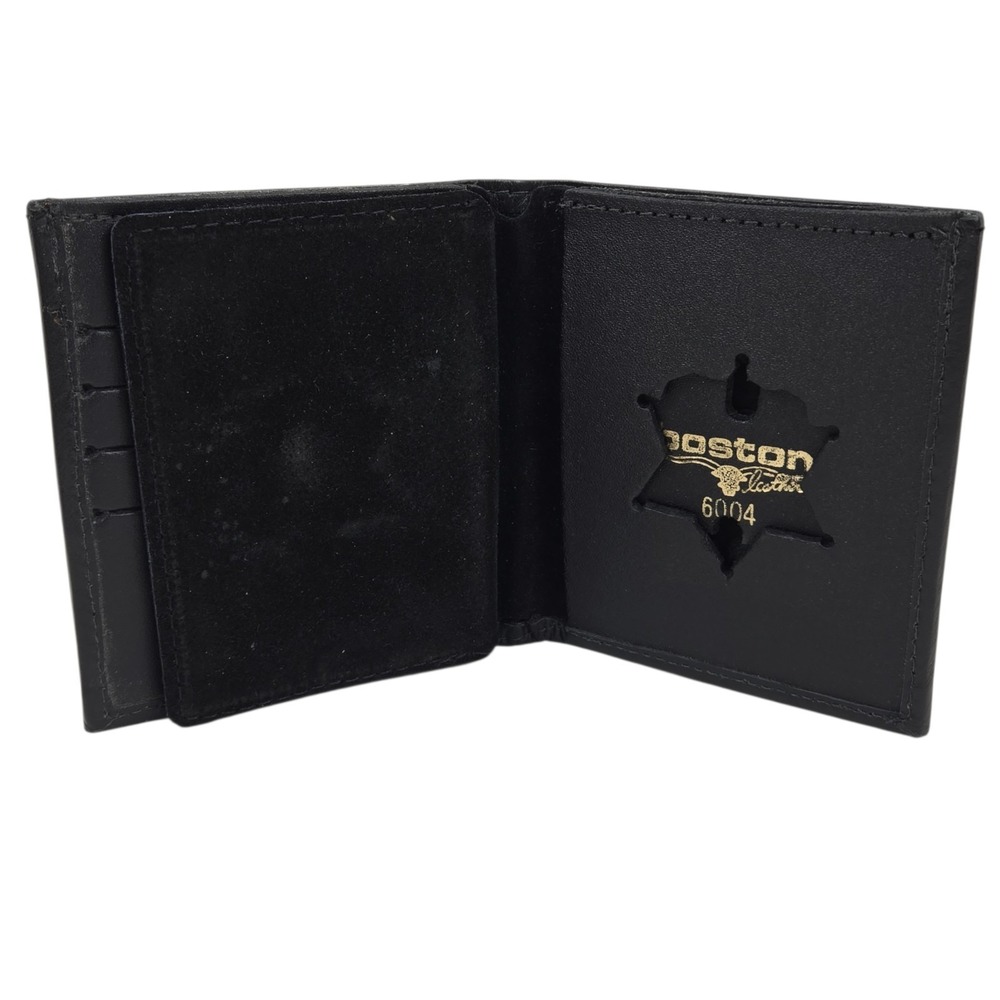 Boston‎ Leather 6004 Recessed Badge Holder, ID Case and Wallet w CC Slots, Black
